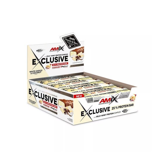 Amix Exclusive Protein Bar Chocolate Blanco Coco 12 X85 g