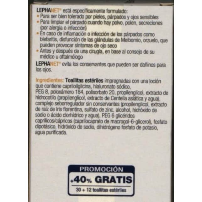 Lephanet Toallitas Estériles Impregnadas 30+12uds