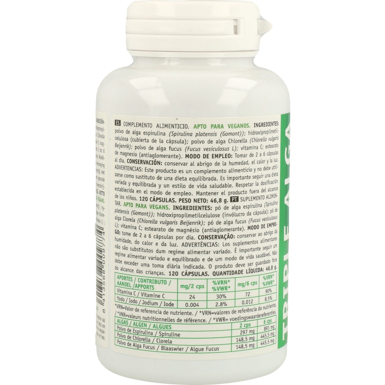 Triple Alga Chlorella Espirulina Fucus 120 Cap Intersa