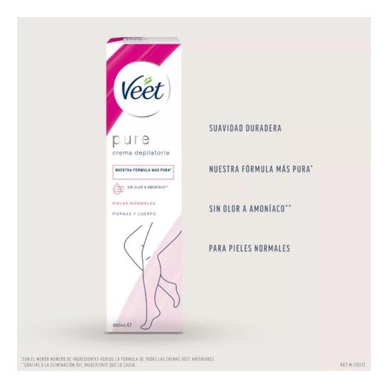Veet Pure Crema Depilatoria Piernas y Cuerpo Piel Normal 200 ml