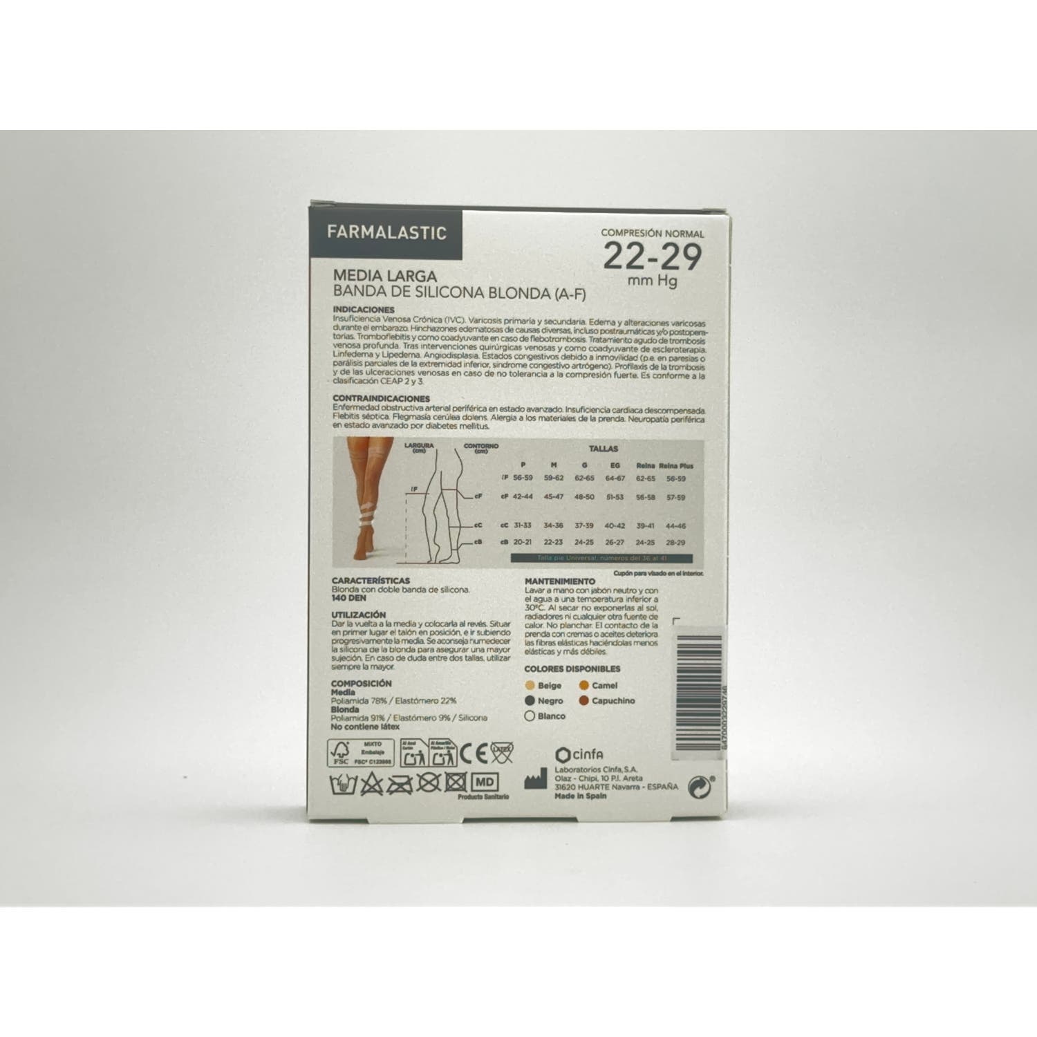 Farmalastic Media Larga blonda (A-F) comp. normal T-extra grande capuchino 1 Par
