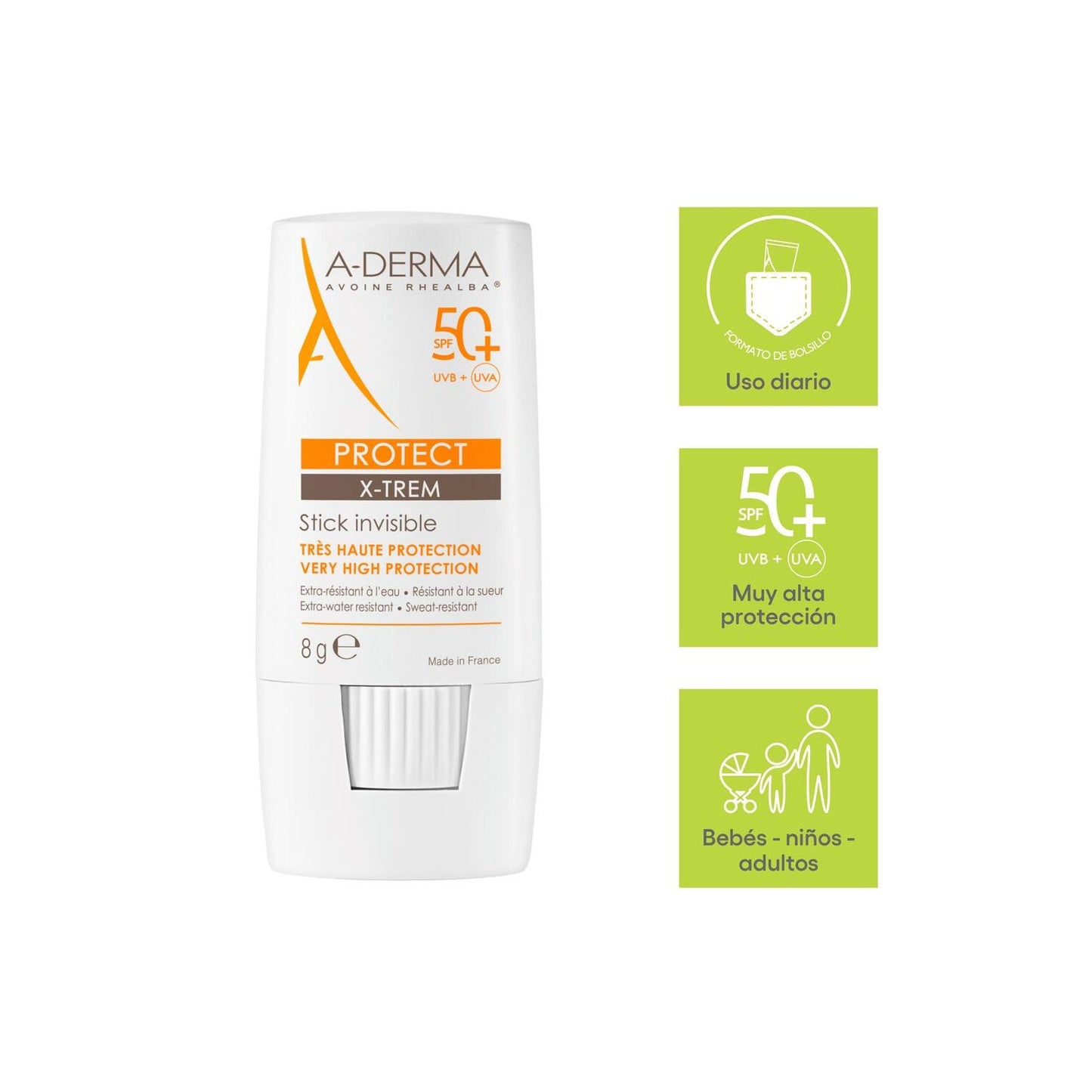 A-Derma Protect X-Trem Stick Solar Invisible SPF50+ 8gr