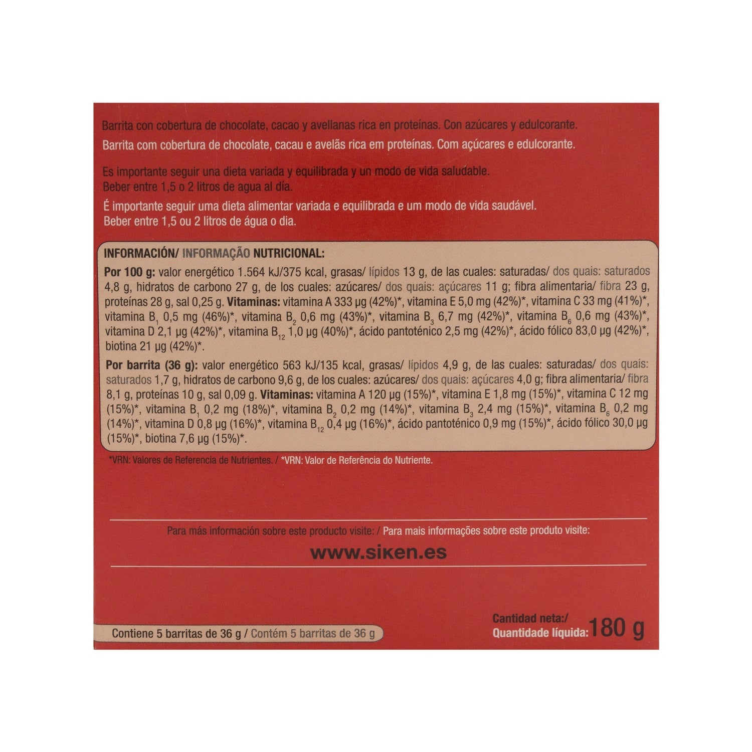 Siken Diet barrita sabor crema cacao 5uds