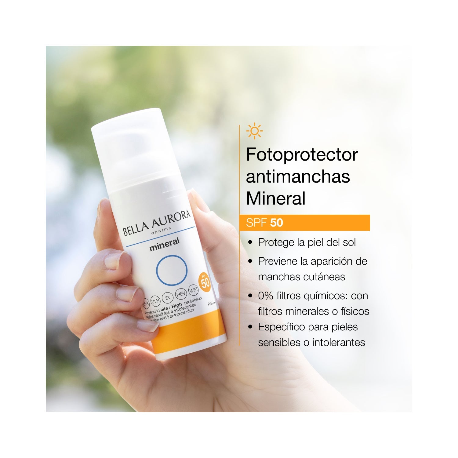 Bella Aurora Mineral 0% Protector Solar Facial Anti-Manchas SPF50 50ml