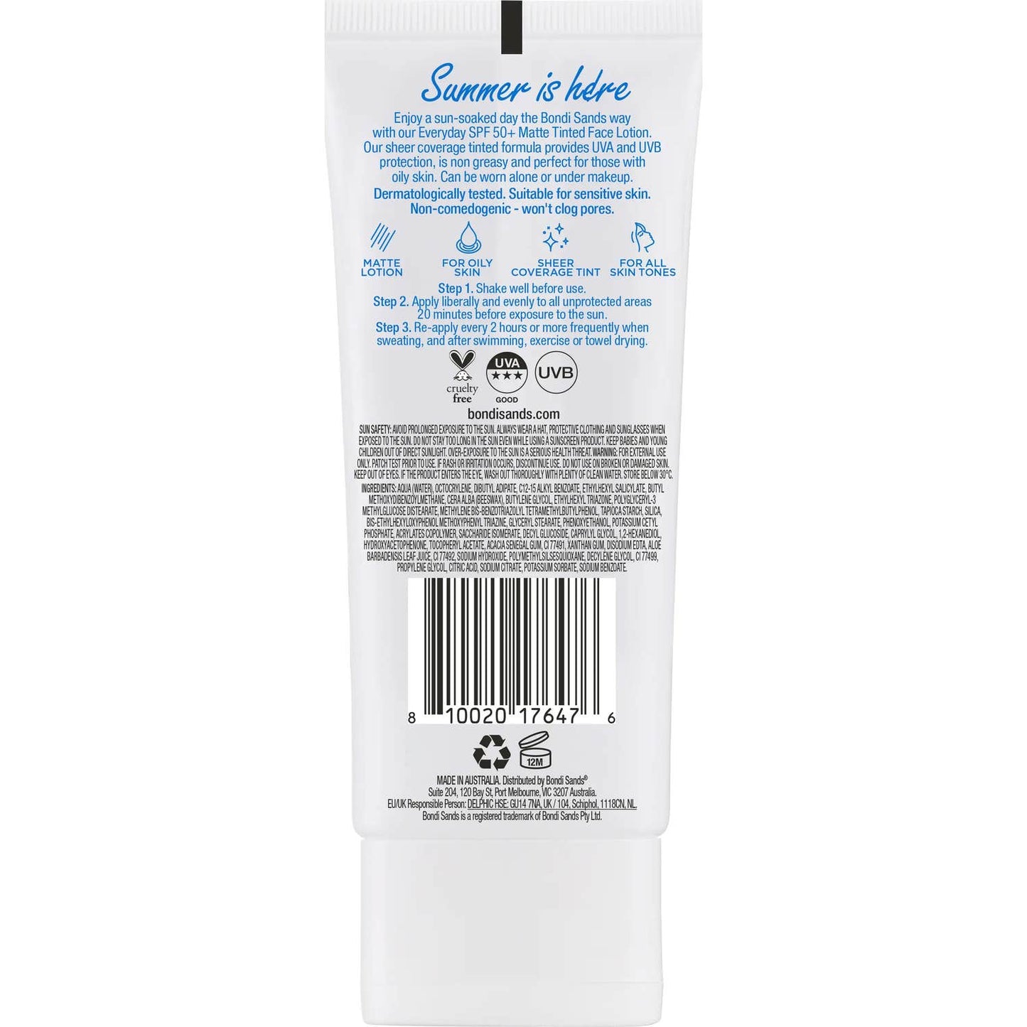 Bondi Sands Face Spf50+ Everyday Lotion Tinted Matte 75ml