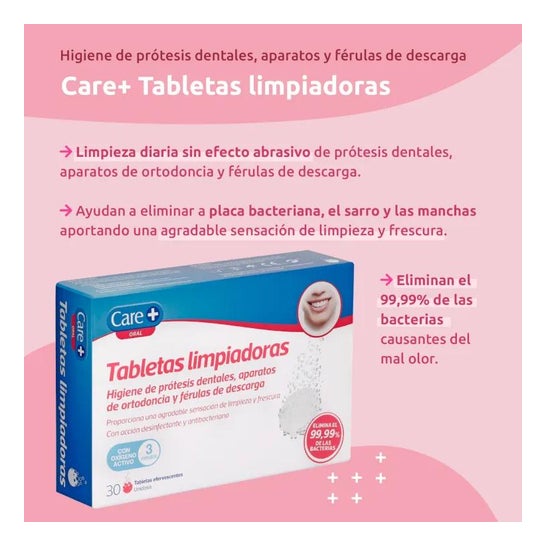 Care+ Tabletas Limpiadoras Prótesis y Férulas dentales 30uds