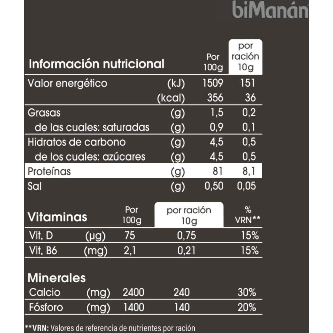biManán Proteína 81% Sabor Neutro 300g