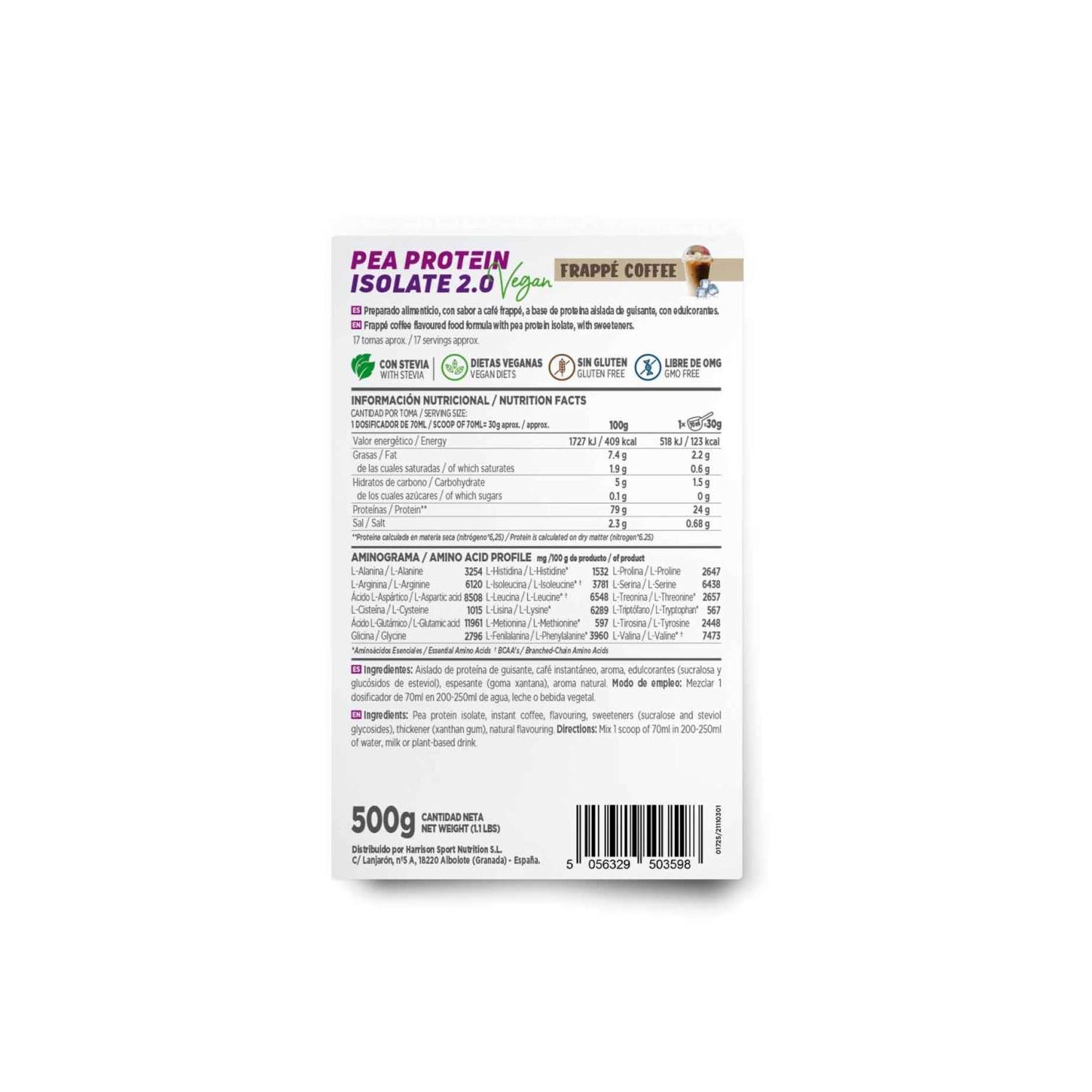 HSN Proteína de Guisante Aislada 2.0 Café Frappé 500g