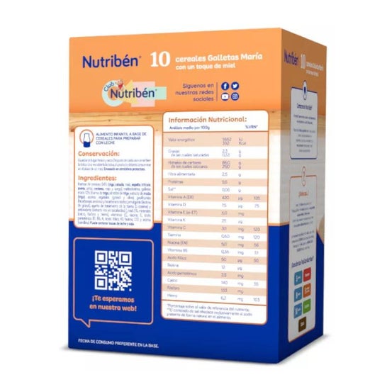 Nutriben 10 Cereales Miel Galleta 600g