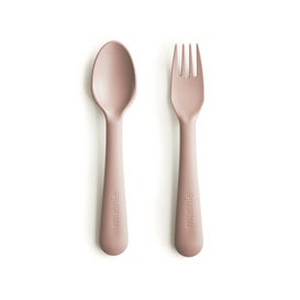 Mushie Kit Tenedor + Cuchara Rosa 2uds