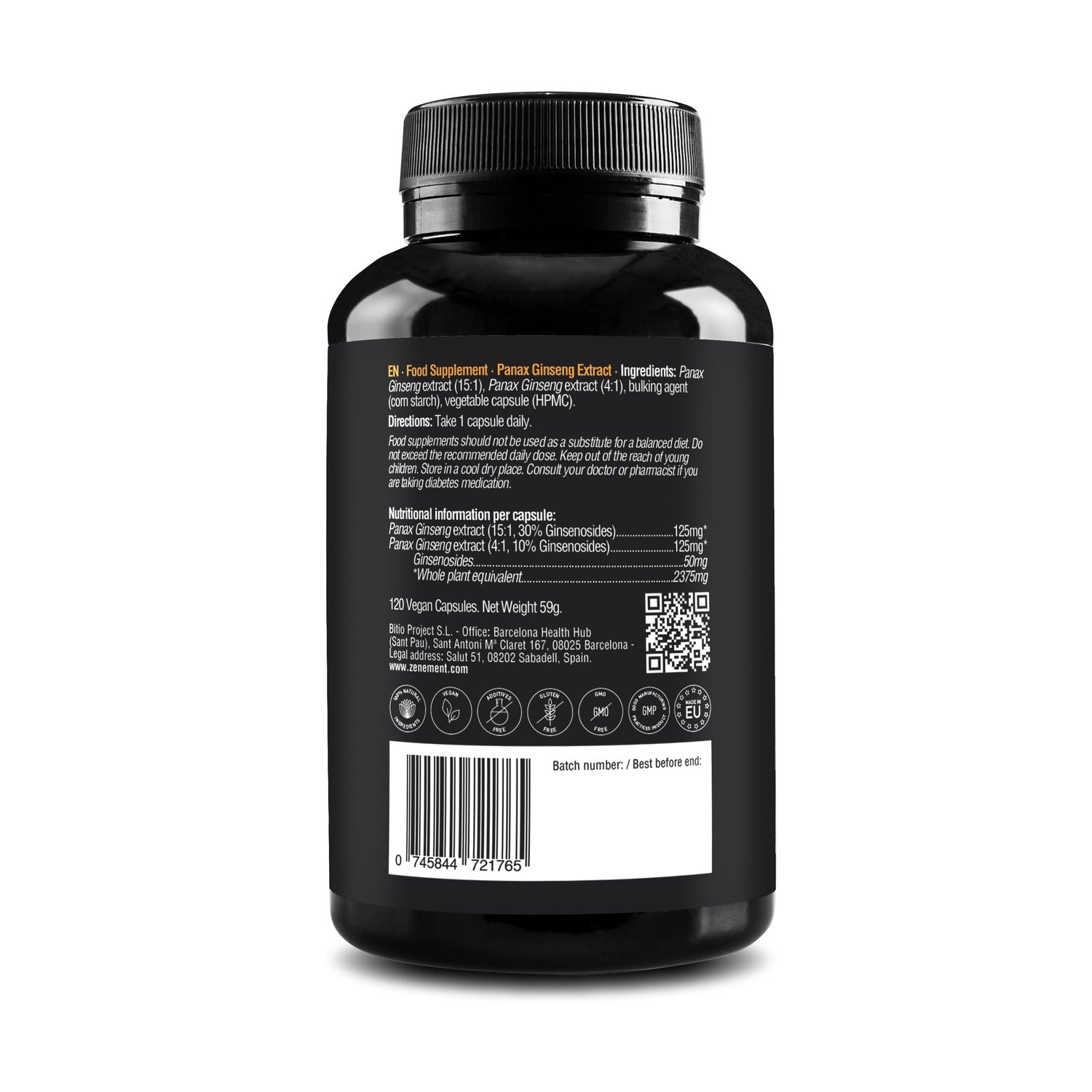 Zenement Extracto de Panax Ginseng 120vcaps