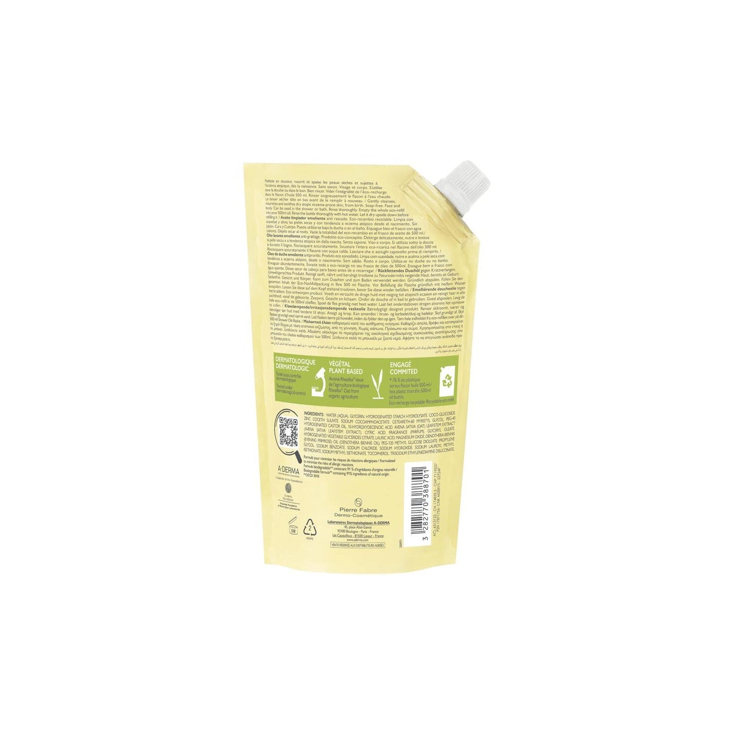 A-Derma Exomega Control Eco Recarga Aceite de Ducha 500ml