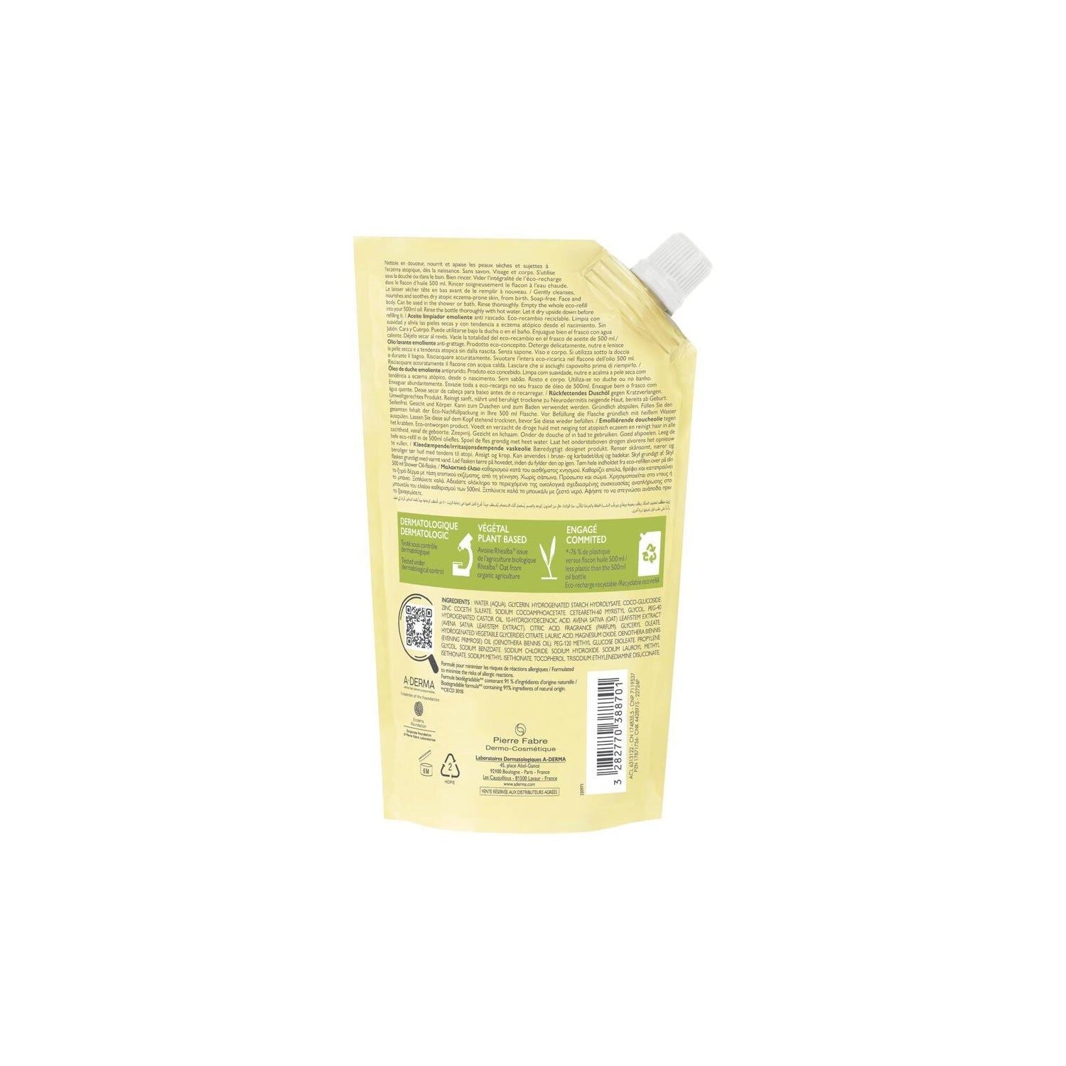 A-Derma Exomega Control Eco Recarga Aceite de Ducha 500ml