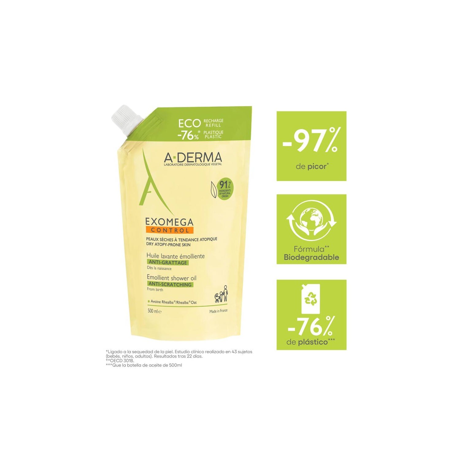 A-Derma Exomega Control Eco Recarga Aceite de Ducha 500ml