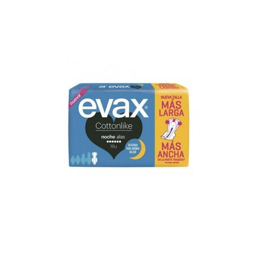Evax Compresas Cottonlike Alas para Noche 18 Uds