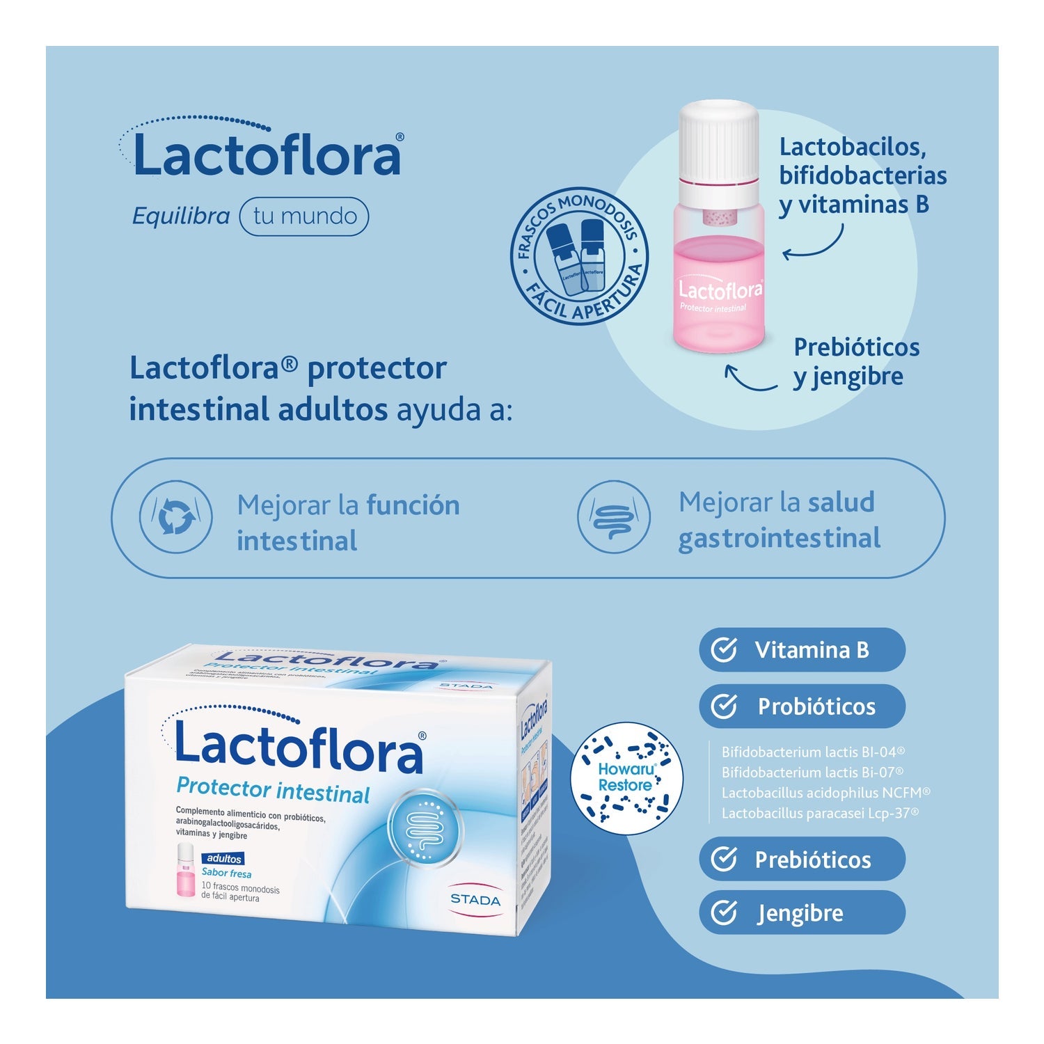 Lactoflora Protector Intestinal Adulto Sabor Fresa 10 frascos