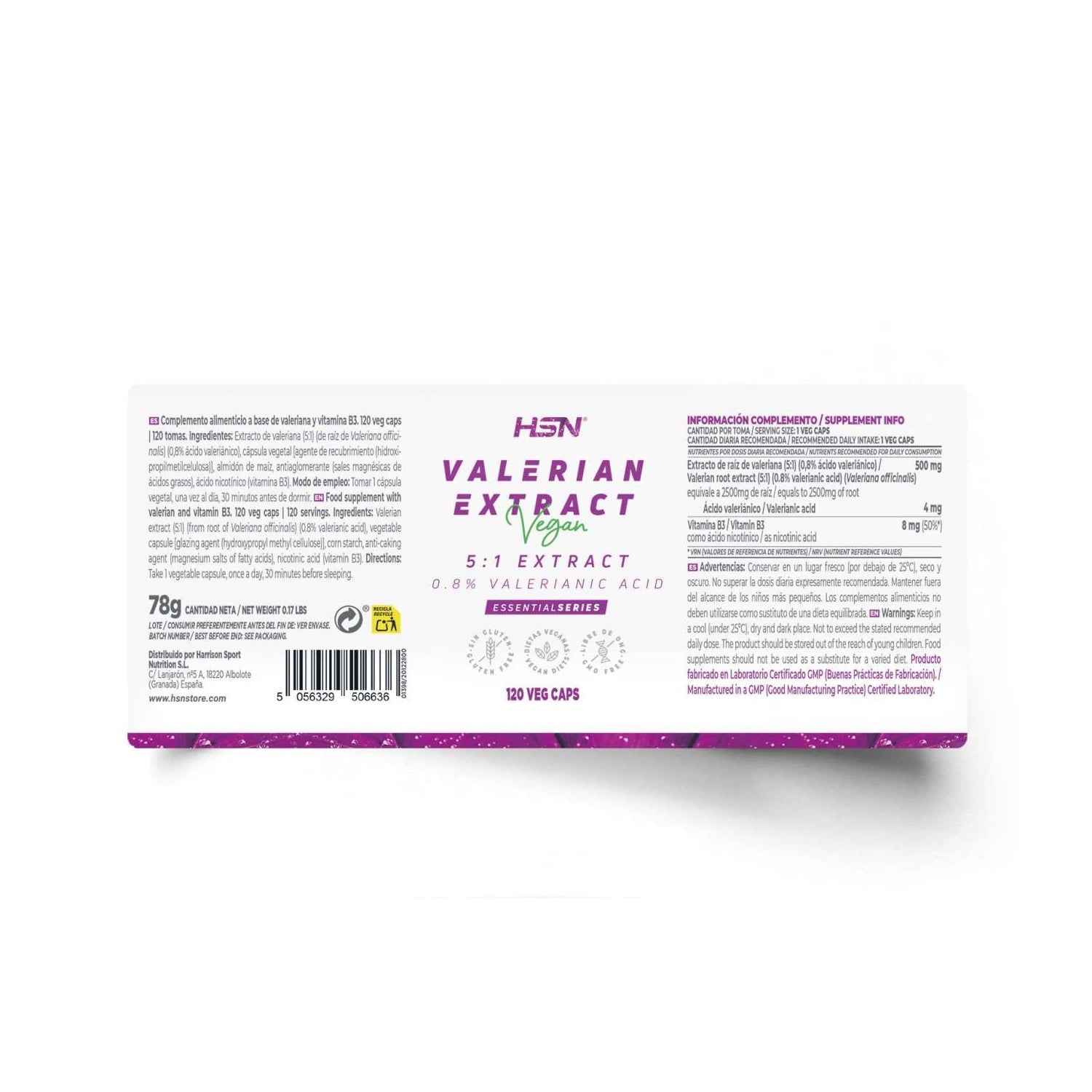 HSN Extracto de Valeriana 5:1 500mg 120vcaps