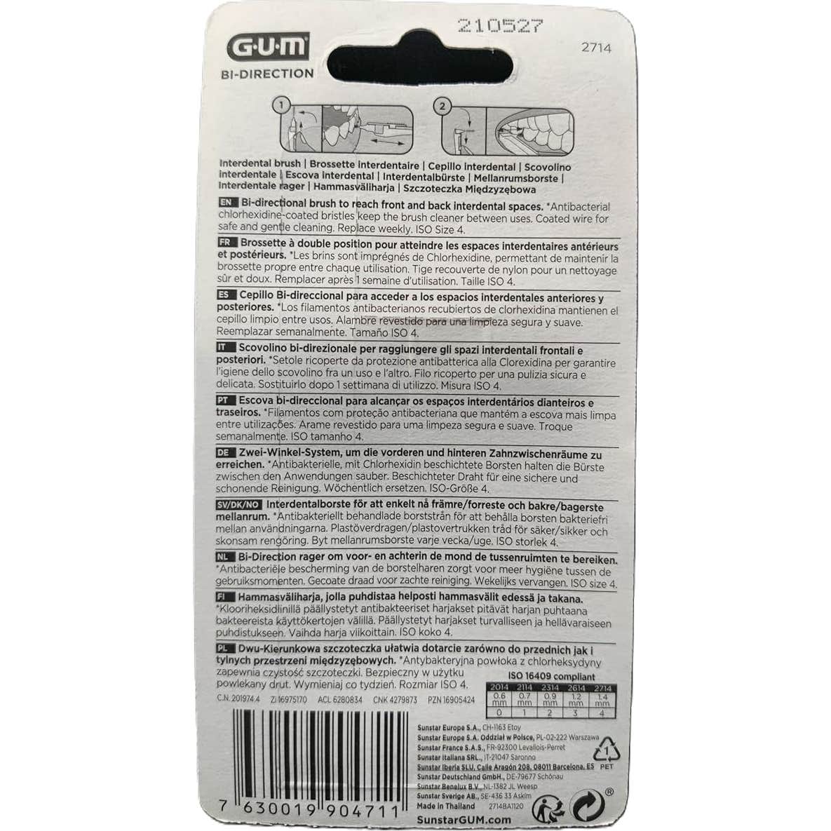 Gum Cepillo Interdental Bi-Direccional 14mm 6uds