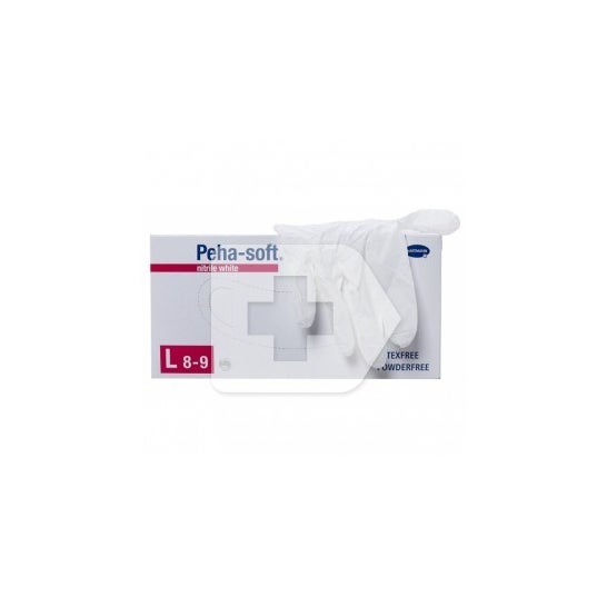 Peha-Soft Guantes Desechables de Nitrilo Blanco talla L 100 uds