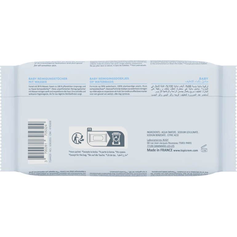 Topicrem Baby Toallitas Húmedas Agua 60uds