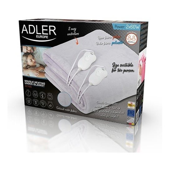 Adler AD7426 Calientacamas Eléctrico Doble 150x160cm 1ud