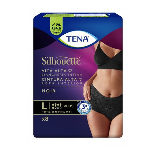 Tena Silhouette Cintura Alta Ropa Interior Noir Plus Talla L 8uds