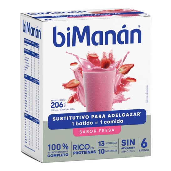 Bimanán Batido Sustitutivo Sabor Fresa 6 uds