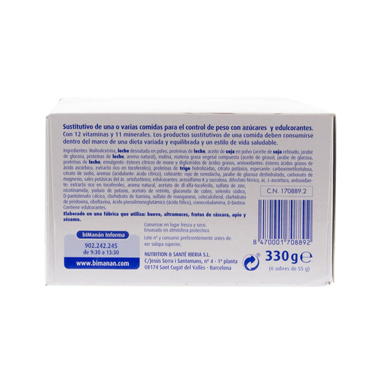 Bimanán Batido Sustitutivo Sabor Fresa 6 uds