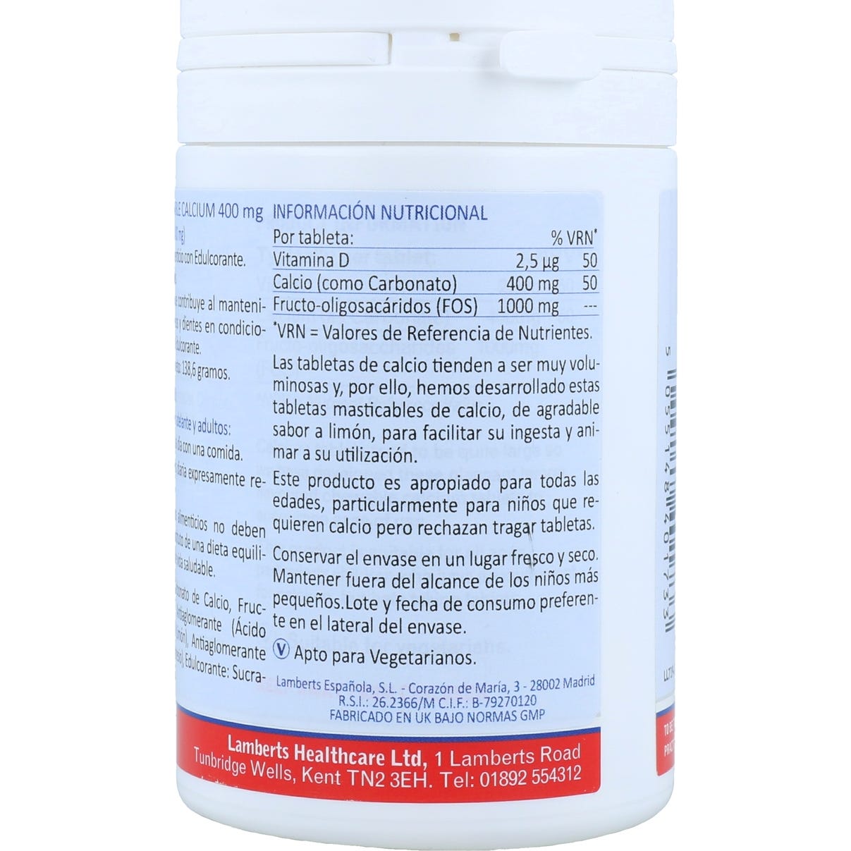 Lamberts Calcio Masticable 400 Mg 60caps