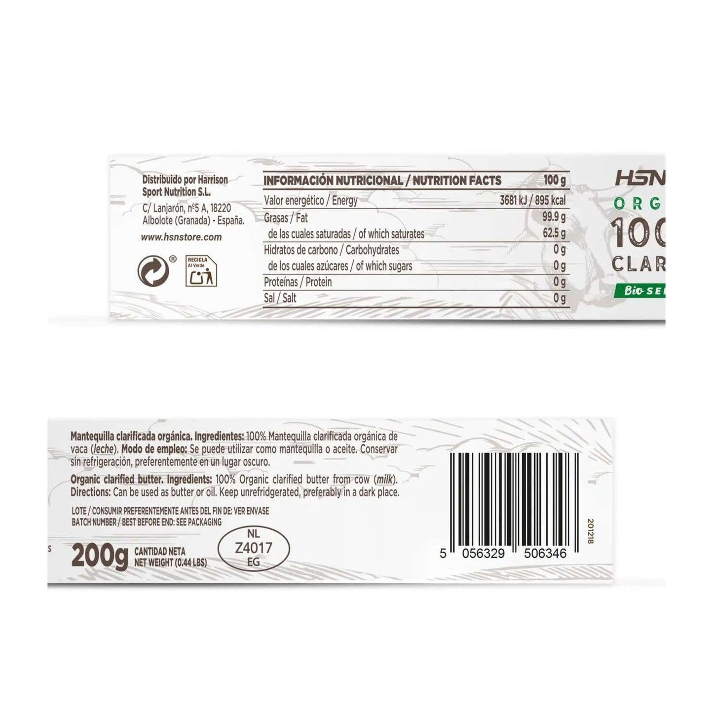 HSN 100% Ghee Mantequilla Clarificada Bio 200g
