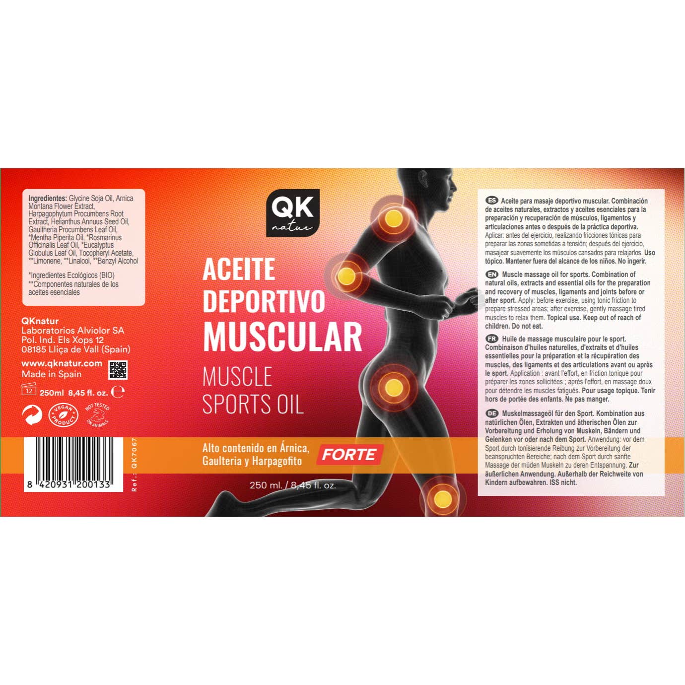 QKnatur Aceite Deportivo Muscular 250ml
