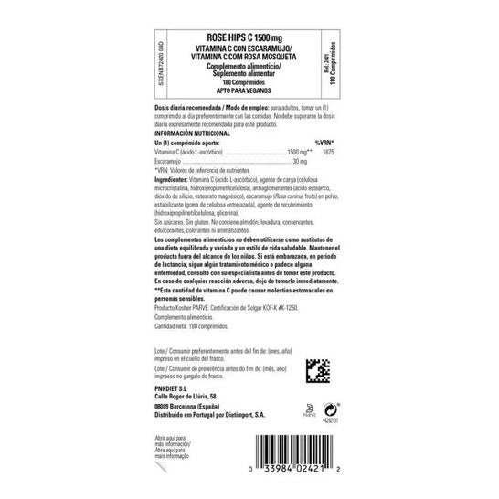 Solgar Vitamina C 1500mg con Escaramujo 180comp