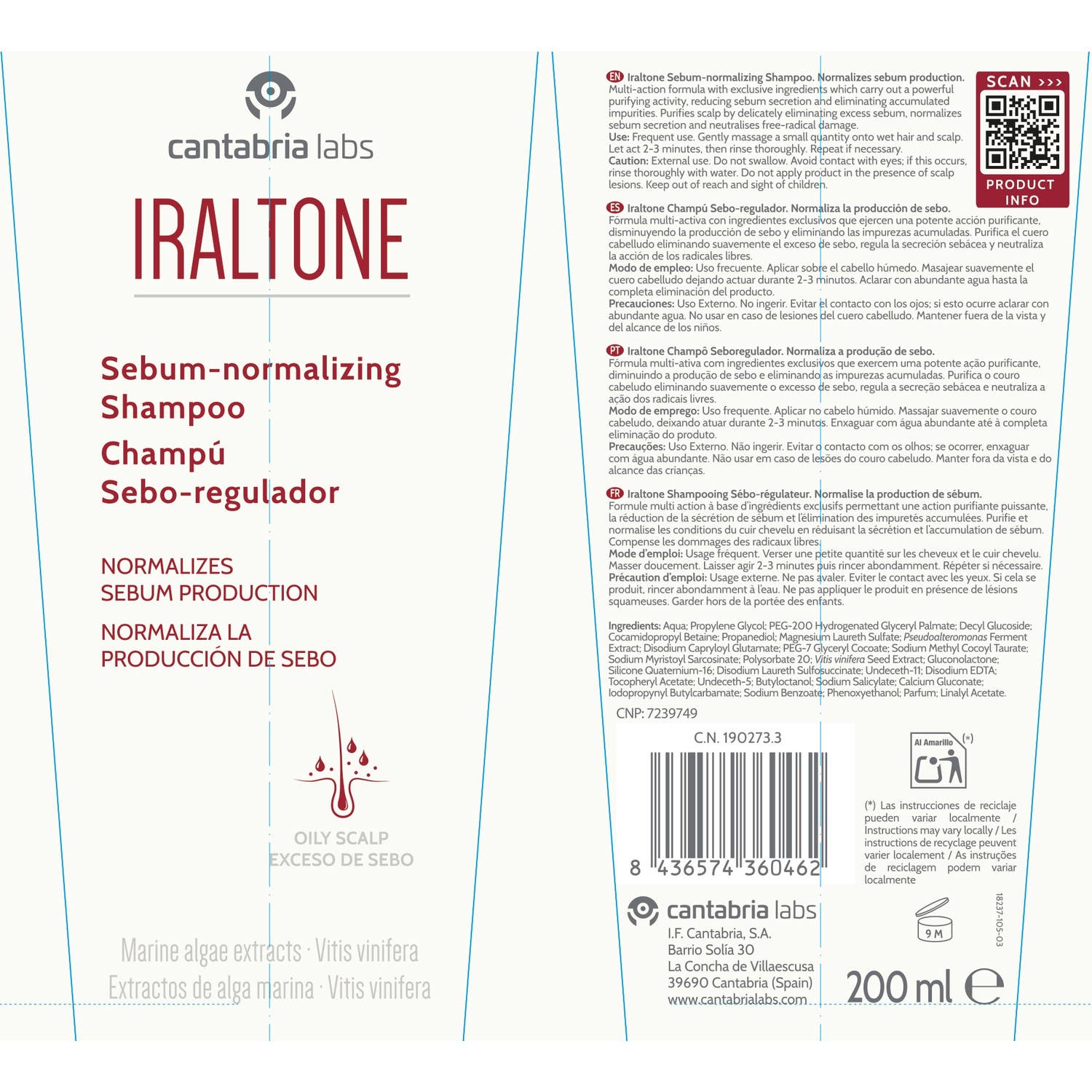 Iraltone Champú Sebo-Regulador 200ml