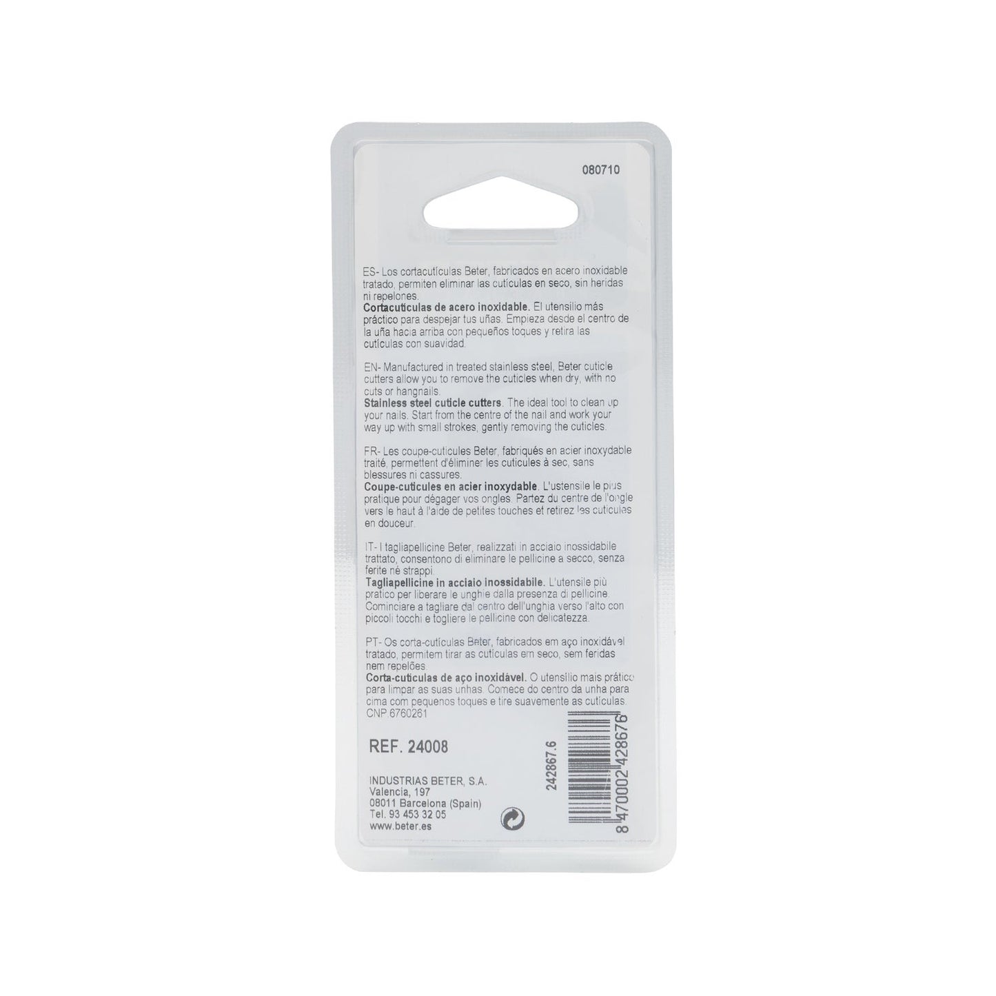 Beter Cortacutículas con Empujapieles Inox 1ud