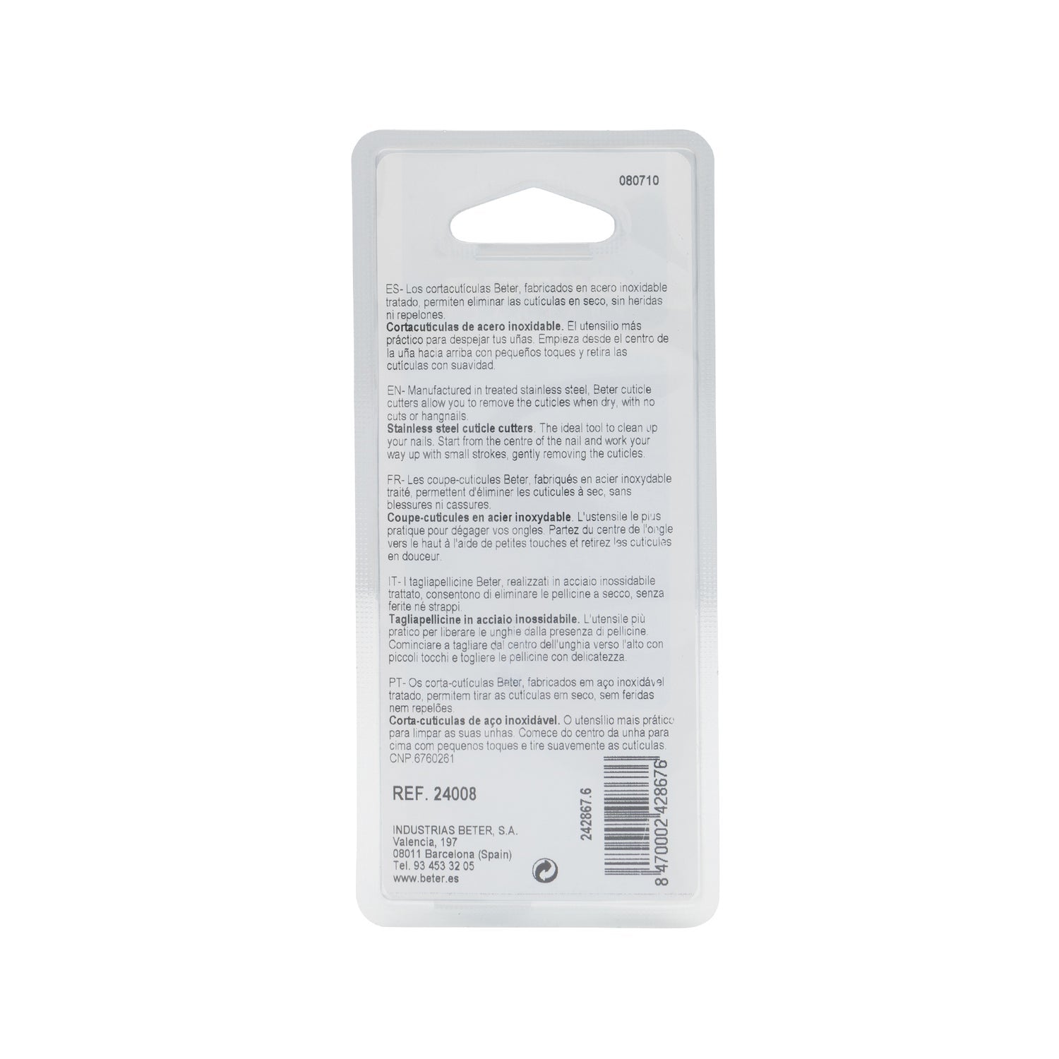 Beter Cortacutículas con Empujapieles Inox 1ud
