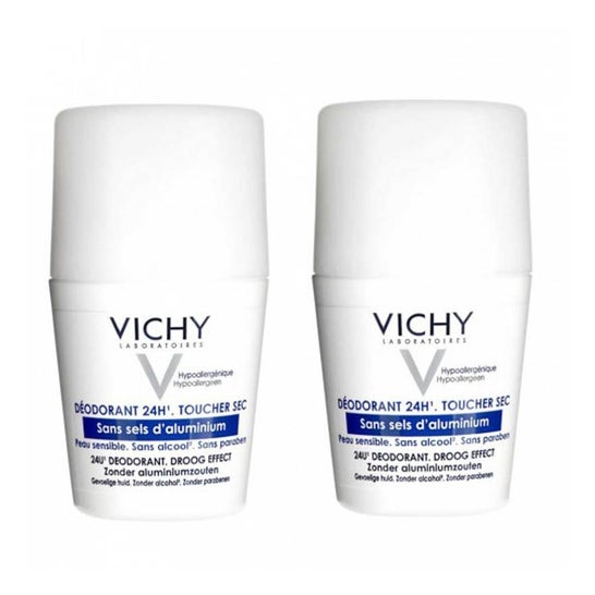 Vichy Desodorante 24h Toque Seco Sin Sales de Aluminio Roll-on 2x50ml