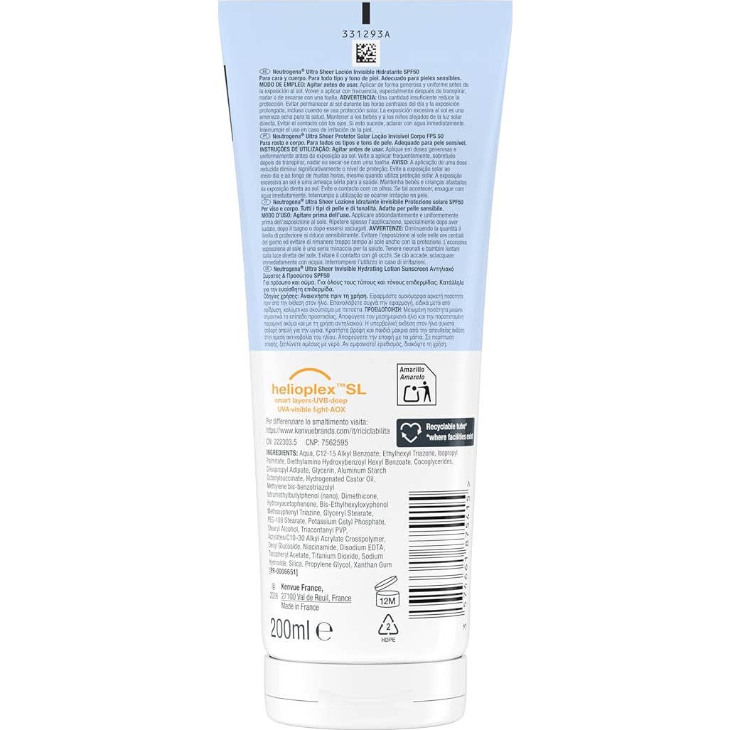 Neutrogena Ultra Sheer Loción Invisible Spf50 200 ml