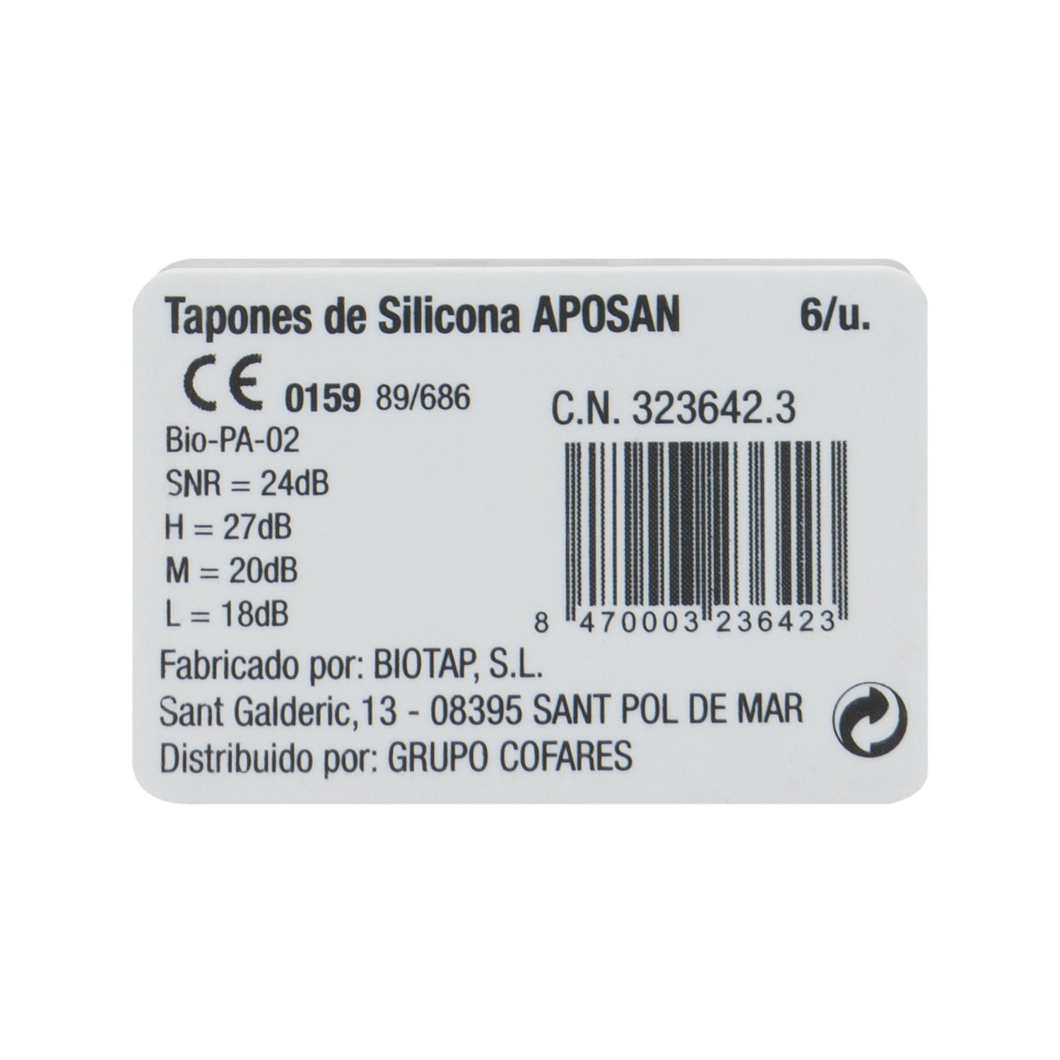 Aposán Tapones Oídos Silicona 6uds
