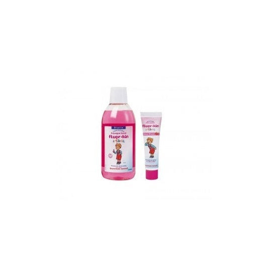 Flúor-Kin Infantil Colutorio Fresa 500ml + Flúor-Kin Infantil Dentífrico Fresa 50ml
