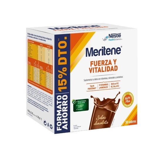 Meritene Fuerza y Vitalidad 15 Sobres + 15 Sobres Sabor Chocolate