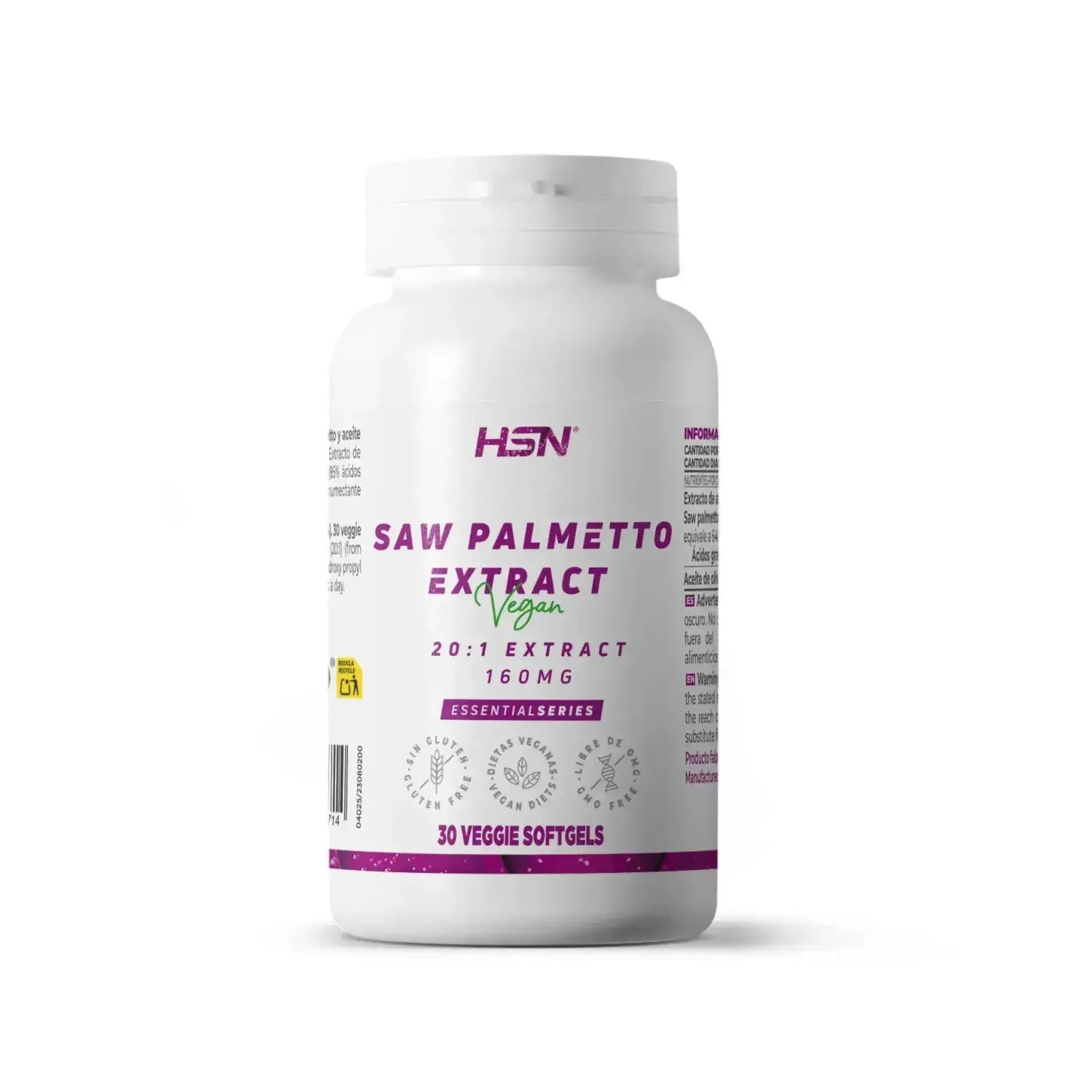 HSN Extracto de Saw Palmetto 20:1 160mg 30 perlas vegetales