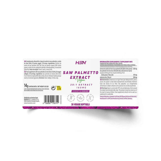 HSN Extracto de Saw Palmetto 20:1 160mg 30 perlas vegetales