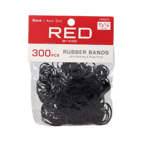 Red By Kiss Rubber Bands Black Assorted Size 300 uds