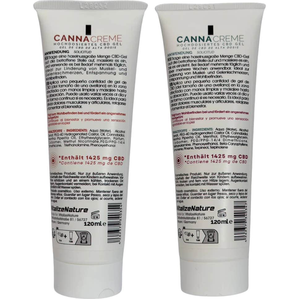 Vitalizenature Pack Gel Crema Cbd Frío y Calor 1425mg 2x120ml