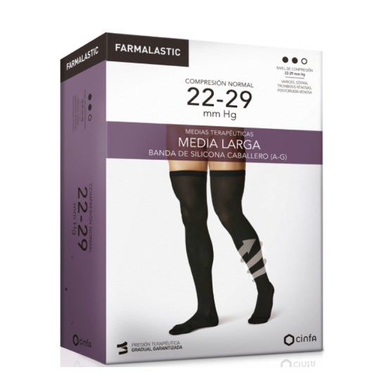 Farmalastic Media Larga caballero (A-G) comp. normal T-extra grande negro 1 par