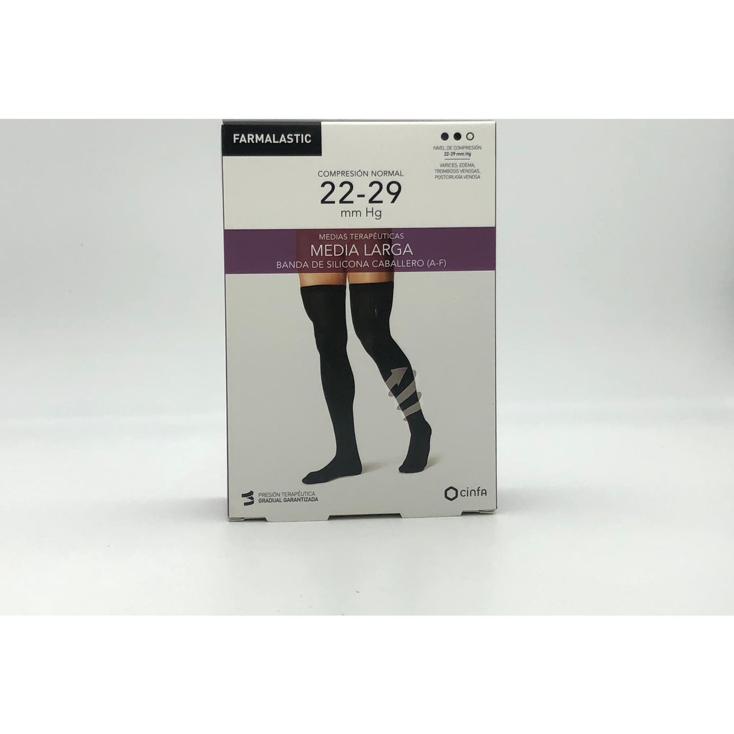 Farmalastic Media Larga caballero (A-F) comp. normal T-extra grande negro 1 Par