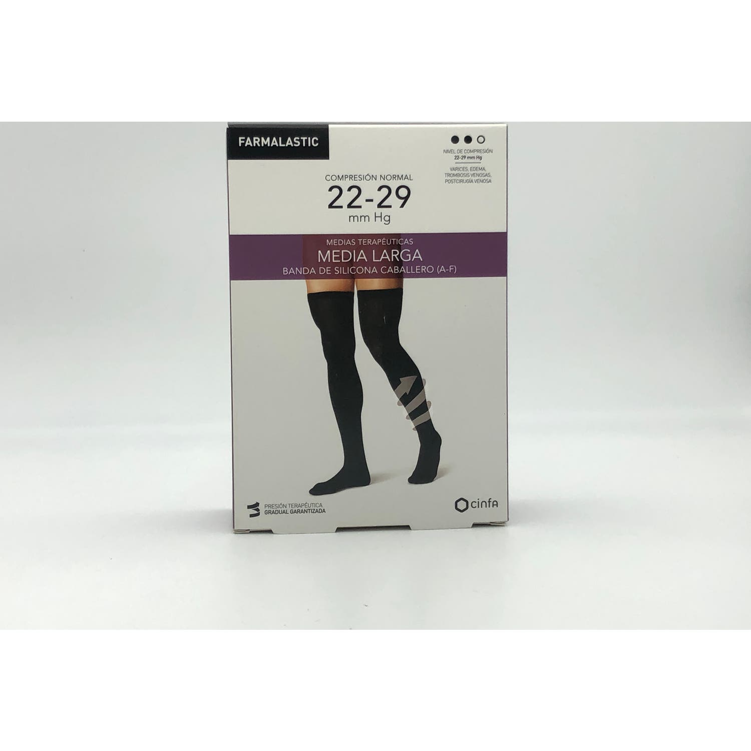 Farmalastic Media Larga caballero (A-F) comp. normal T-extra grande negro 1 Par