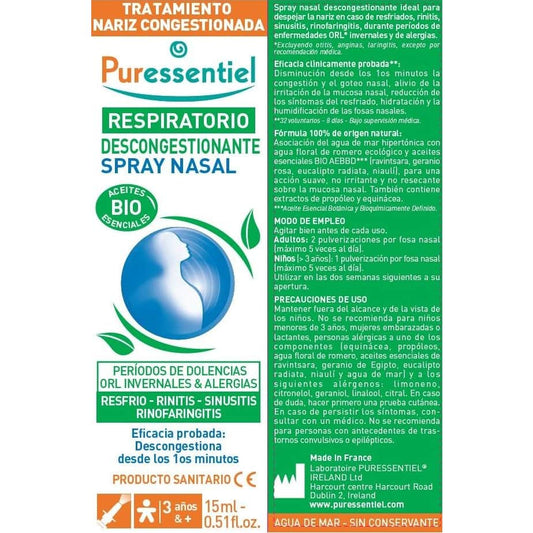 Puressentiel Spray Nasal Descongestionante con AE BIO 15ml