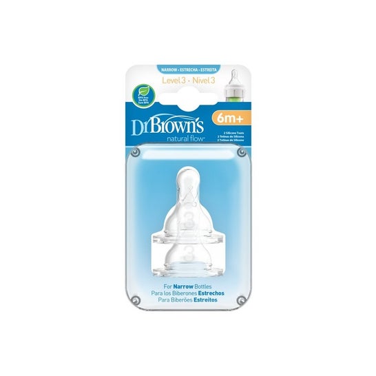 Dr. Brown 's Tetina Silicona Natural Estandar +6 Meses N3 2uds