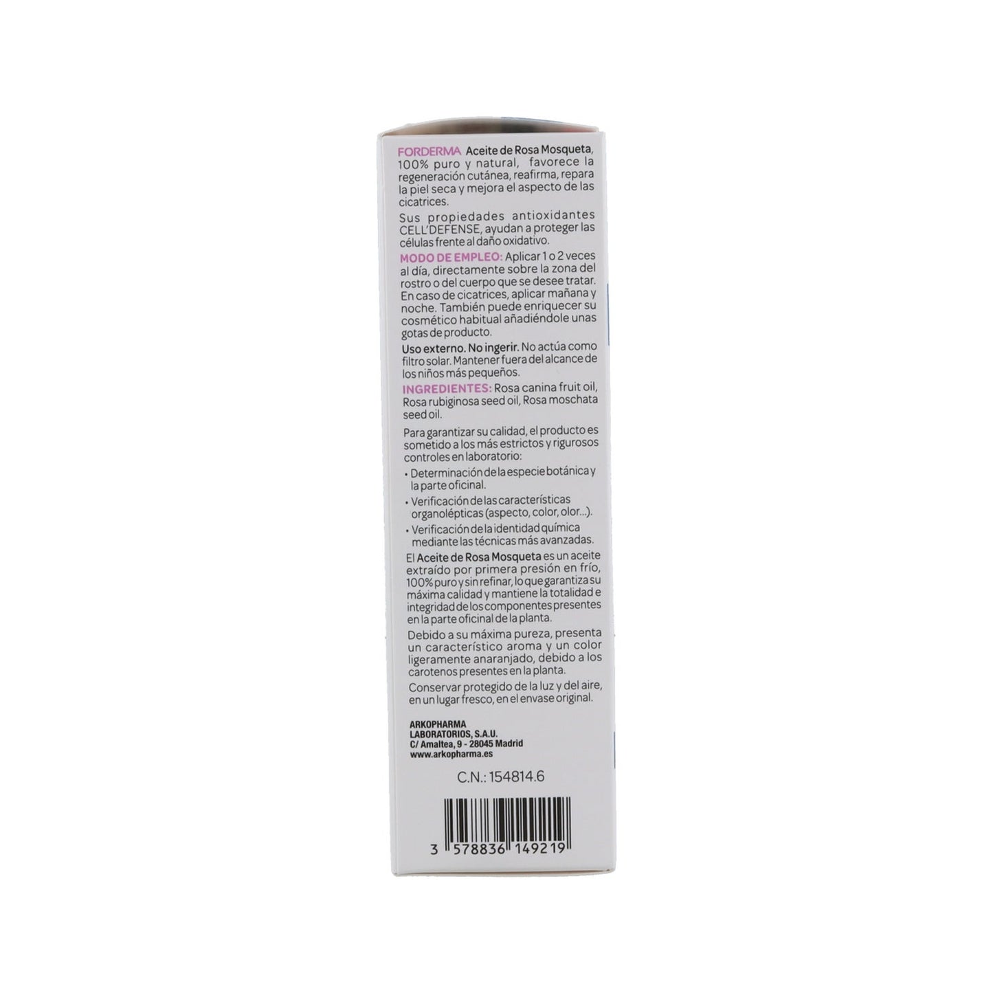 Arkopharma Forderma Aceite Rosa Mosqueta 30ml